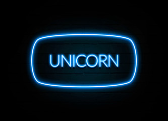Unicorn  - colorful Neon Sign on brickwall