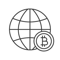Global bitcoin linear icon