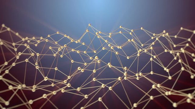 Gold points and red aureale on a dark blue background.3d rendering