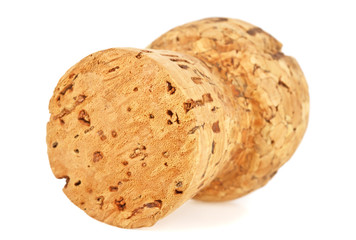 Wine cork isolated on a white background, closeup