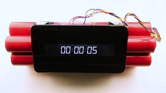 red bomb with digital timer