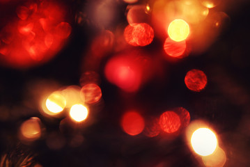 christmas decoration defocused, red bokeh light background or texture
