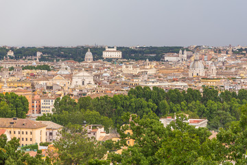 Fototapeta na wymiar Panorama of Rome from the Piazza Garibaldi on the Janikulum hill, Italy