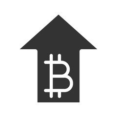 Bitcoin rate rising glyph icon