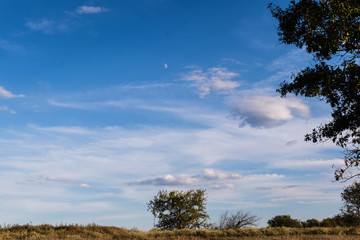 Day Moon Dramatic Clouds Landscape