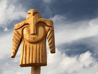 Wooden totem pole