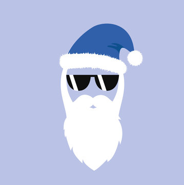 hippster weihnachtsmann mit sonnenbrille blau