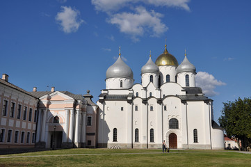 Fototapeta na wymiar Morning light on Saint Sophia Cathedral in Kremlin of Great Novgorod