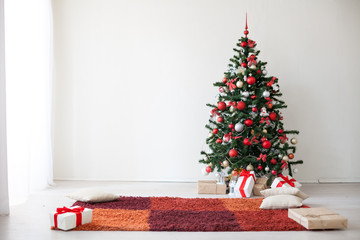 Christmas Decor white room new year tree gifts