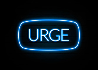 Urge  - colorful Neon Sign on brickwall