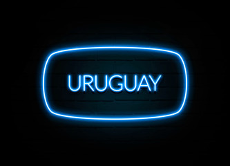 Uruguay  - colorful Neon Sign on brickwall