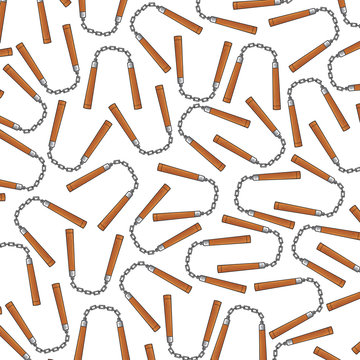 background pattern with nunchaku weapons