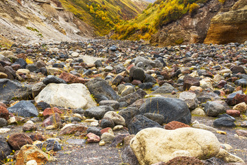 Mountain dry stream riverbed