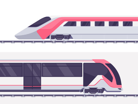 Passenger express train. Subway train. Vector illustration