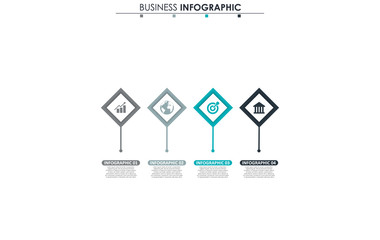 Business data, chart. Abstract elements of graph, diagram with 4 steps, strategy, options, parts or processes. Vector business template for presentation. Creative concept for infographic.