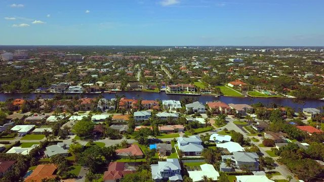Aerial video residential neighborhood Boca Raton Florida 4k