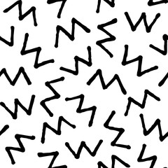 Black and white doodle seamless vector pattern. Handdrawn doodle seamless pattern in black and white.