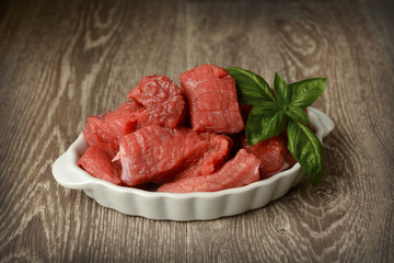 beef pieces on the table with other ingredients