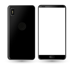 new phone front and black vector drawing eps10 format isolated on white background.