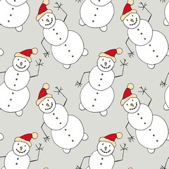 Christmas seamless pattern with snowman. New Year design for wallpaper, wrapping paper, winter textile decorations.