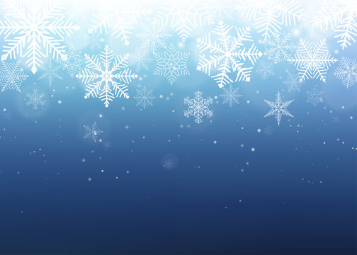 Snowflake background. Blue winter christmas backdrop