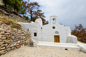 Fototapeta na wymiar Traditional Greek Church on the island of Patmos, Dodecanese, Greece