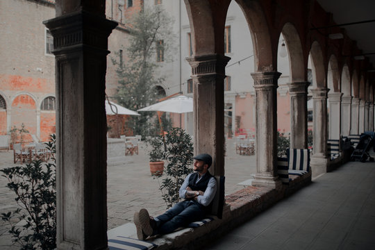 Man in a square of Venice