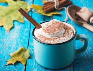 Pumpkin spice latte with whipped cream