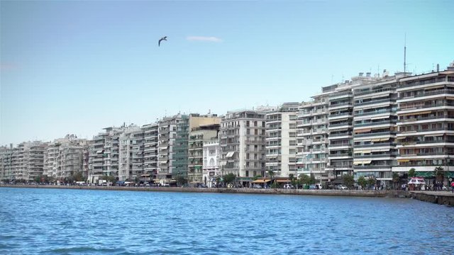 View of sea-front (Nikis Avenue) in Thessaloniki, Greece