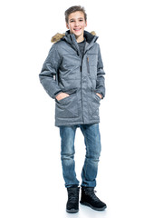 Teenage boy in winter clothes