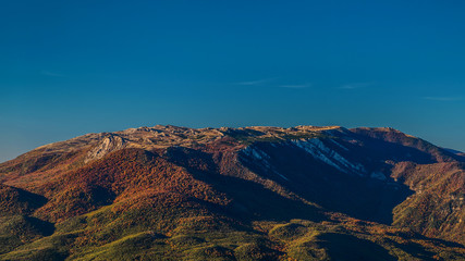 Colorful panorama of the ridge in autumn