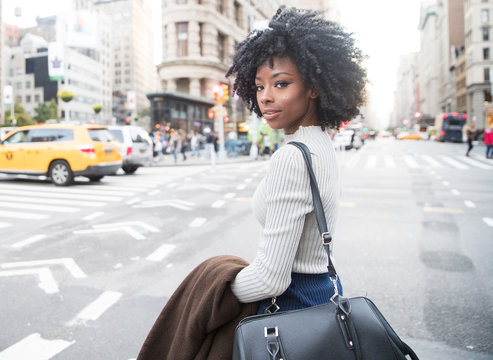 Beautiful woman in city