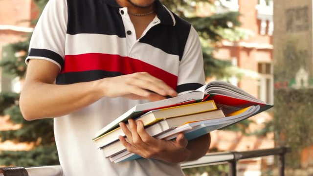 Man student rading books