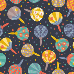 Vector seamless pattern with  traditional  Japanese Fans Uchiwa .