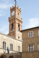 Pienza - Val d'Orcia - Siena - Italy -  Bell Tower of Palazzo Comunale in Pienza, a town that is  the 