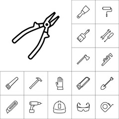 line pliers icon on white background, construction set