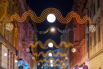 Christmas lights in Brno city in Morawia