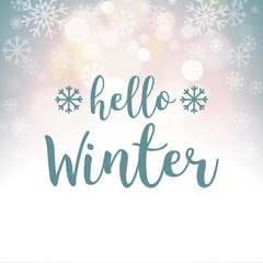 Hello Winter Blue Grey Snowflakes Vector Background 1