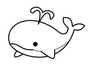 クジラ(線画、境目、潮)