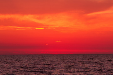 Sunset sea red