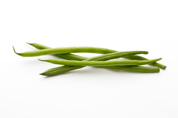 Green beans isolated on a white background.