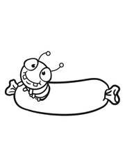 wurst grillen lecker essen hunger ekelig koch chef schürze würstchen loch klein wurm krabbeln schnecke kriechen raupe schlange süß niedlich comic cartoon
