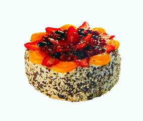 cake with many berries isolated on the white