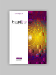 Cover design HUD in A4 futuristic circles. Vector.