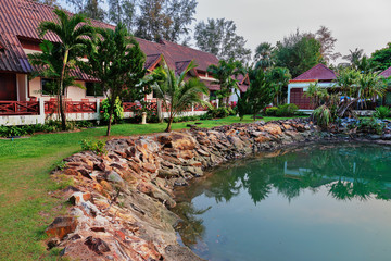 Cottages on the Bay in tropical garden