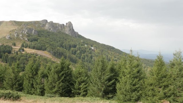 Panning on higherst point near Babin Zub in Eastern Serbia footage - Natural beauty of Stara planina mountain slow pan