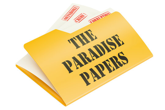 The Paradise Papers, leak of data concept. 3D rendering