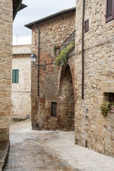 Monticchiello, Val d'Orcia, Siena, Italy  - Monticchiello rises on a hill surrounded by the Siena countryside near the town of Pienza.