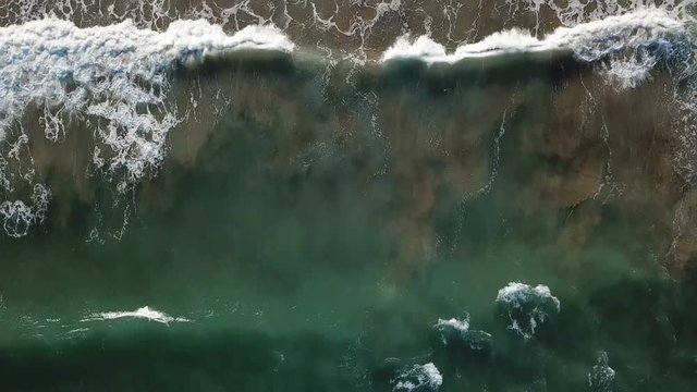 View of the sandy beach from the air. Spain, Valencia , playa el saler, Mediterranean sea