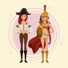 Women cosplay style icon vector illustration graphic design